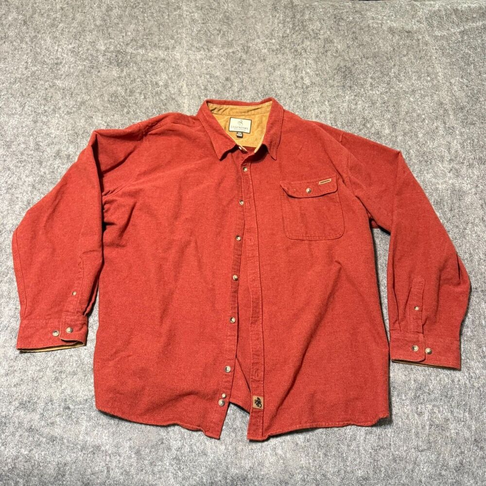 Legendary Whitetails Mens Flannel Shirt Size 4XL Burnt Orange Corduroy Collar